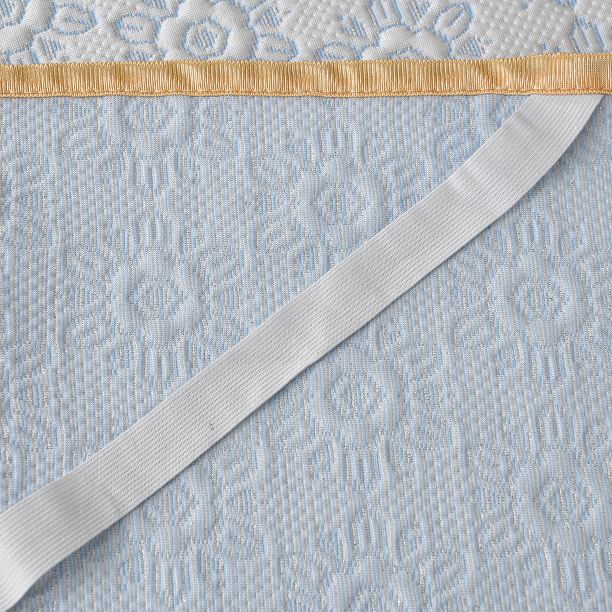 91家纺网 家纺一手货源 找家纺 民新家纺 2026新款PE乙纶冰豆豆床裙款凉席三件套 花韵-蓝