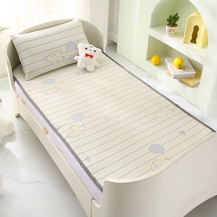 宅部落 2026春夏新款A类提花儿童凉席幼儿园凉席PE凉感儿童席凉席席子空调软席 小飞象-蓝