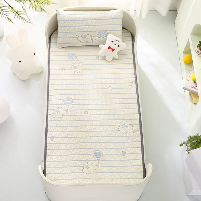 91家纺网 家纺一手货源 找家纺 宅部落 2026春夏新款A类提花儿童凉席幼儿园凉席PE凉感儿童席凉席席子空调软席 小飞象-蓝