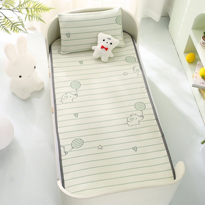 91家纺网 家纺一手货源 找家纺 宅部落 2026春夏新款A类提花儿童凉席幼儿园凉席PE凉感儿童席凉席席子空调软席 小飞象-绿