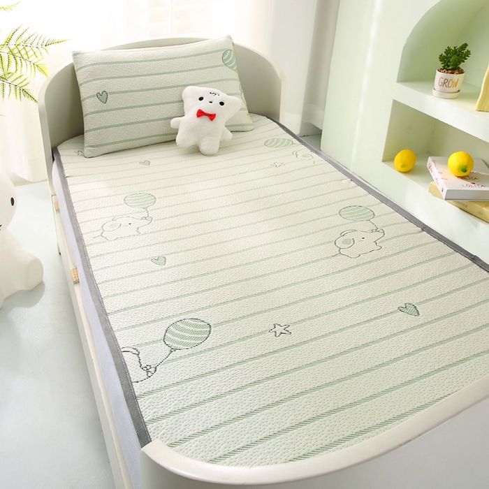 91家纺网 家纺一手货源 找家纺 宅部落 2026春夏新款A类提花儿童凉席幼儿园凉席PE凉感儿童席凉席席子空调软席 小飞象-绿