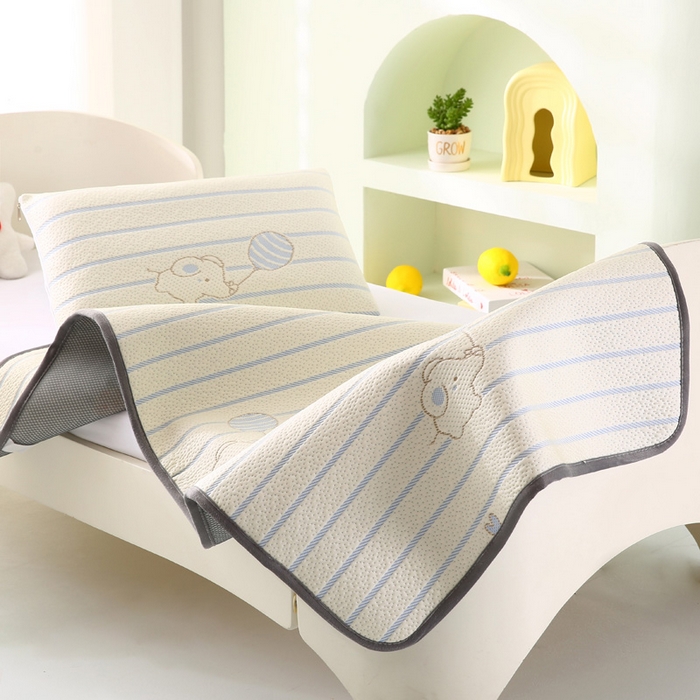 91家纺网 家纺一手货源 找家纺 宅部落 2026春夏新款A类提花儿童凉席幼儿园凉席PE凉感儿童席凉席席子空调软席 小飞象-蓝