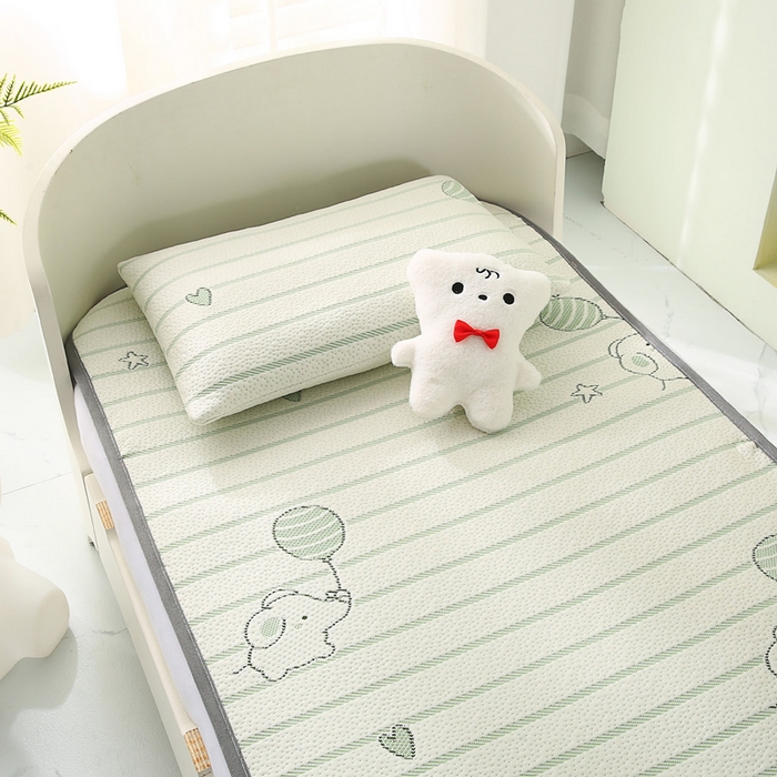 91家纺网 家纺一手货源 找家纺 宅部落 2026春夏新款A类提花儿童凉席幼儿园凉席PE凉感儿童席凉席席子空调软席 小飞象-绿