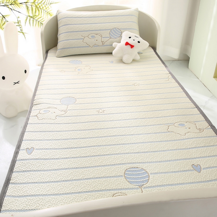 91家纺网 家纺一手货源 找家纺 宅部落 2026春夏新款A类提花儿童凉席幼儿园凉席PE凉感儿童席凉席席子空调软席 小飞象-蓝