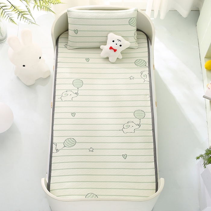 91家纺网 家纺一手货源 找家纺 宅部落 2026春夏新款A类提花儿童凉席幼儿园凉席PE凉感儿童席凉席席子空调软席 小飞象-绿