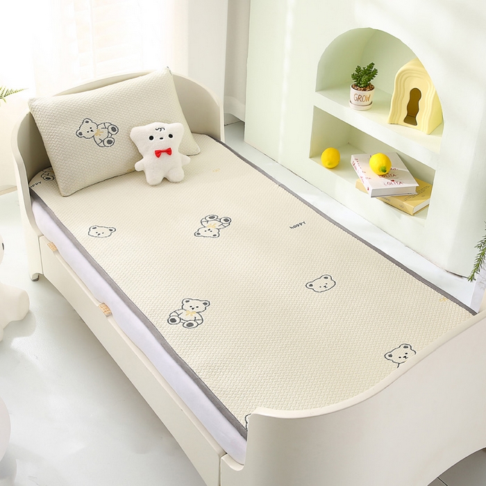 宅部落 2026春夏新款A类提花儿童凉席幼儿园凉席PE凉感儿童席凉席席子空调软席 奶熊小窝