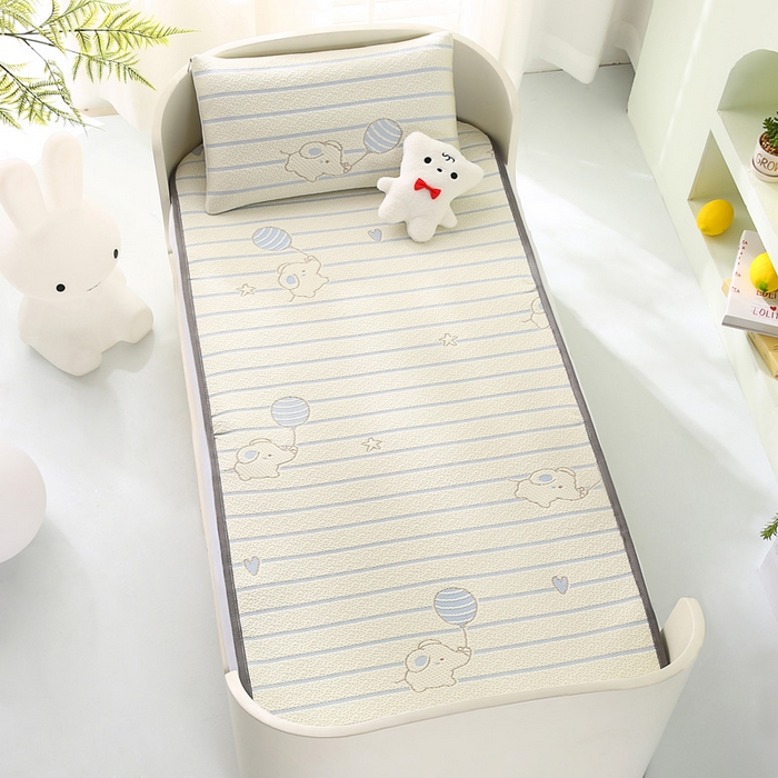 91家纺网 家纺一手货源 找家纺 宅部落 2026春夏新款A类提花儿童凉席幼儿园凉席PE凉感儿童席凉席席子空调软席 小飞象-蓝