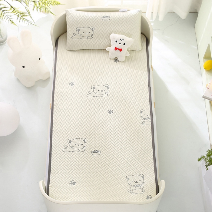 91家纺网 家纺一手货源 找家纺 宅部落 2026春夏新款A类提花儿童凉席幼儿园凉席PE凉感儿童席凉席席子空调软席 小奶喵