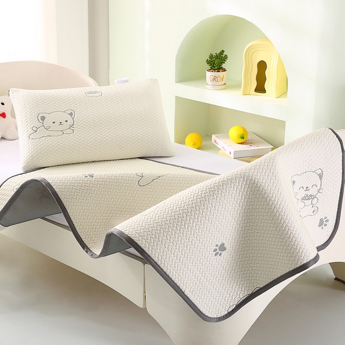 91家纺网 家纺一手货源 找家纺 宅部落 2026春夏新款A类提花儿童凉席幼儿园凉席PE凉感儿童席凉席席子空调软席 小奶喵