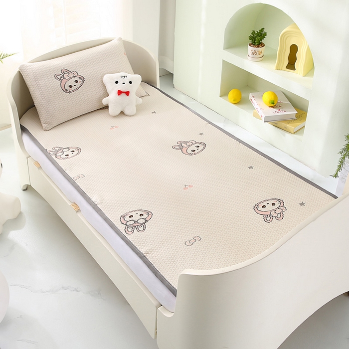 宅部落 2026春夏新款A类提花儿童凉席幼儿园凉席PE凉感儿童席凉席席子空调软席 粉兔樱桃