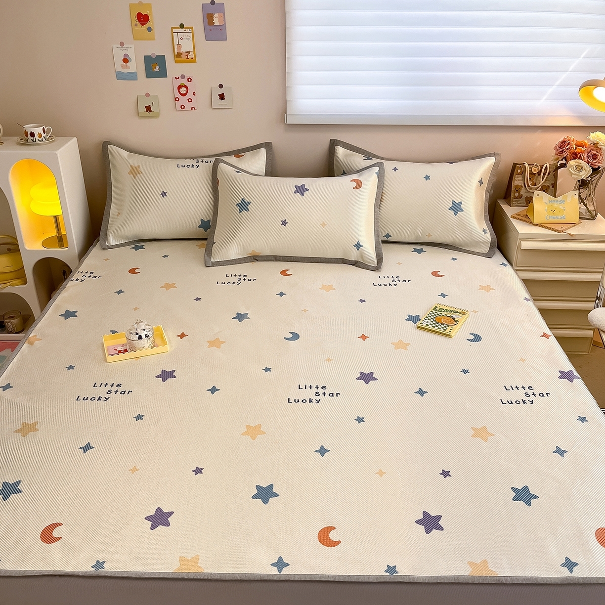 91家纺网 家纺一手货源 找家纺 （总）懒猫家纺 2026春夏新款600D数码印花冰藤凉席席子-床笠款