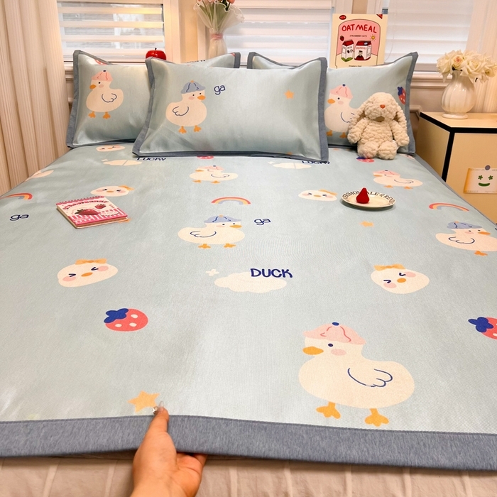 91家纺网 家纺一手货源 找家纺 （总）懒猫家纺 2026新款600D数码印花冰丝凉席系列