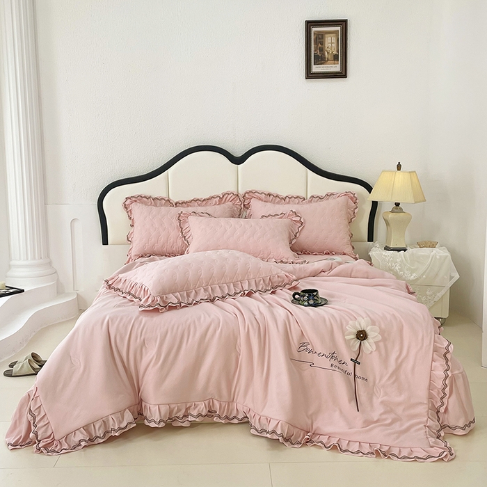 金绣美居 2025春夏韩版被套床盖款多功能夏被四件套-赫莲娜（控价不低于149） 浅粉