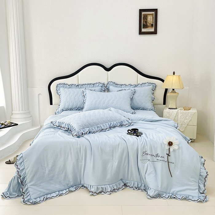 金绣美居 2025春夏韩版被套床盖款多功能夏被四件套-赫莲娜（控价不低于149） 天空蓝
