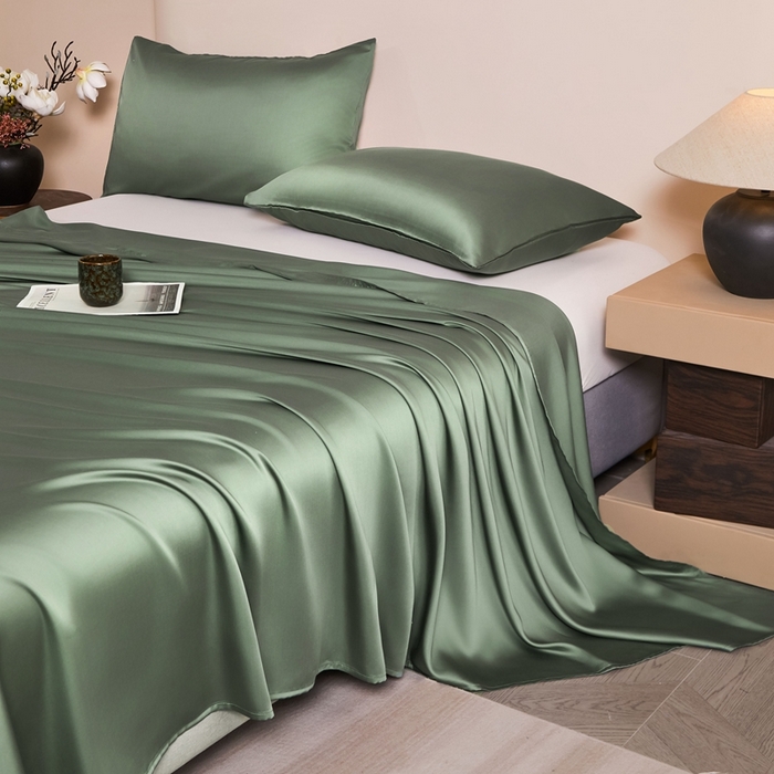 91家纺网 家纺一手货源 找家纺 雅萱家纺 2026新款60s天丝四件套 60s天丝橄榄绿