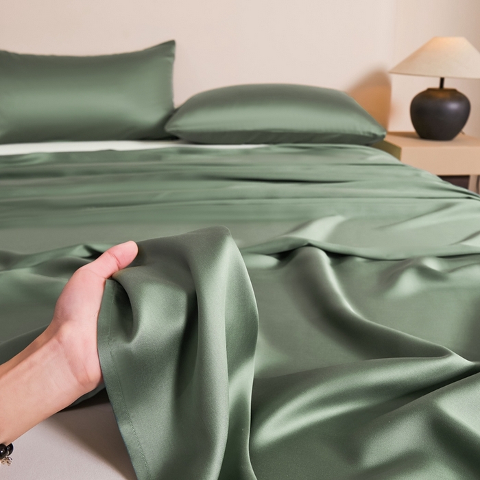 91家纺网 家纺一手货源 找家纺 雅萱家纺 2026新款60s天丝四件套 60s天丝橄榄绿