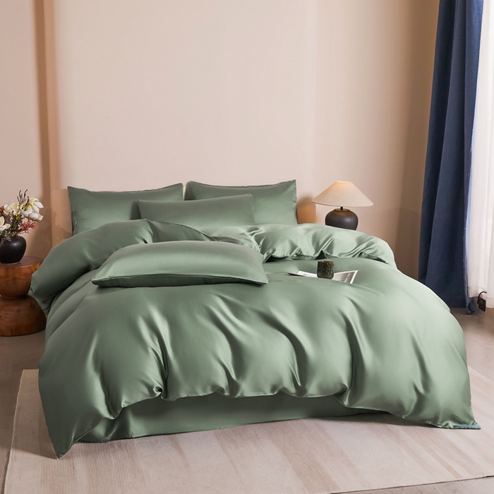 91家纺网 家纺一手货源 找家纺 雅萱家纺 2026新款60s天丝四件套 60s天丝橄榄绿