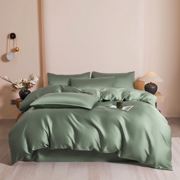 91家纺网 家纺一手货源 找家纺 雅萱家纺 2026新款60s天丝四件套 60s天丝橄榄绿