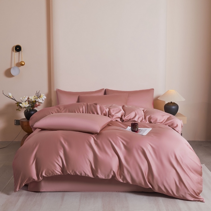 91家纺网 家纺一手货源 找家纺 雅萱家纺 2026新款60s天丝四件套 60s天丝浆果粉