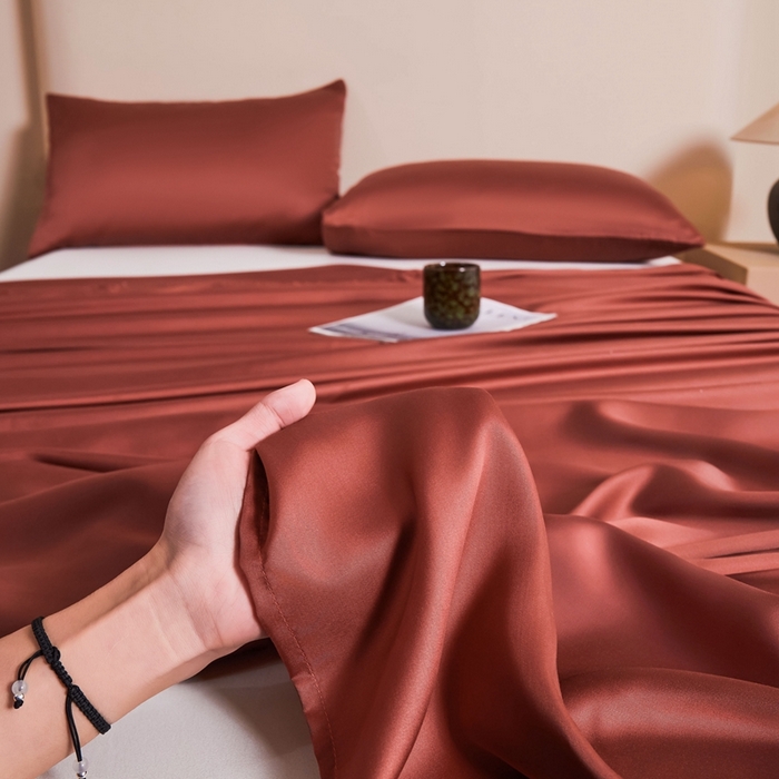 91家纺网 家纺一手货源 找家纺 雅萱家纺 2026新款60s天丝四件套 60s天丝暖茶色