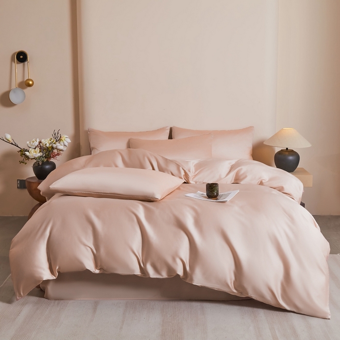 91家纺网 家纺一手货源 找家纺 雅萱家纺 2026新款60s天丝四件套 60s天丝柔雾粉