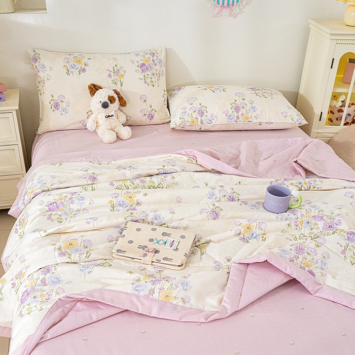 91家纺网 家纺一手货源 找家纺 丫丫家纺 2026新全棉印花夏被空调被双人薄被子单人学生夏凉被  云间柔