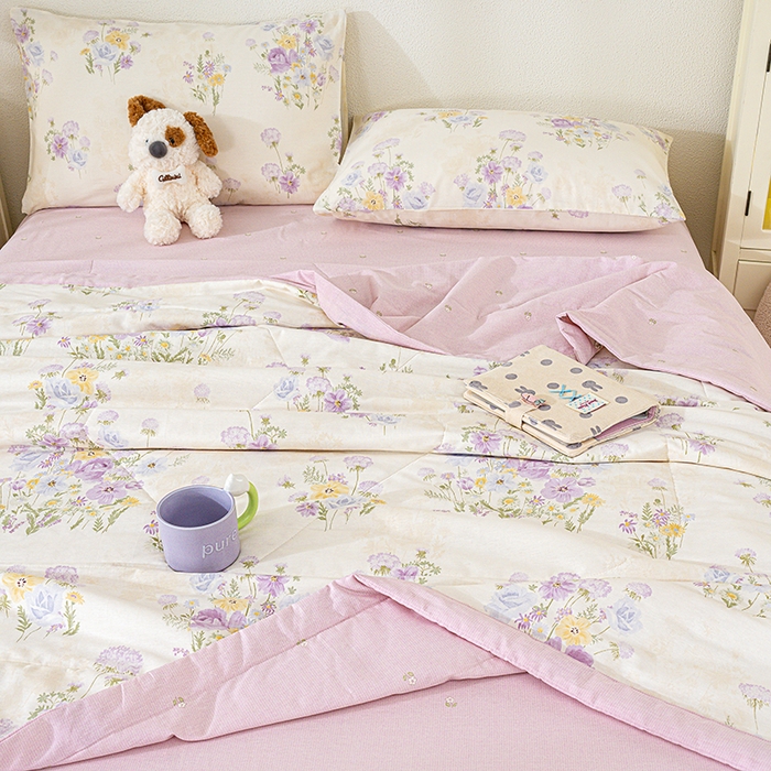 91家纺网 家纺一手货源 找家纺 丫丫家纺 2026新全棉印花夏被空调被双人薄被子单人学生夏凉被  云间柔