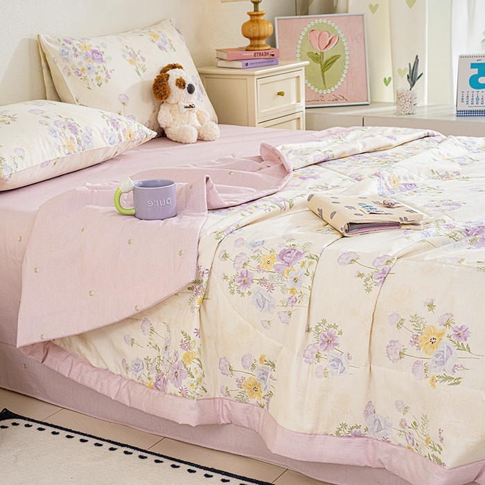 91家纺网 家纺一手货源 找家纺 丫丫家纺 2026新全棉印花夏被空调被双人薄被子单人学生夏凉被  云间柔