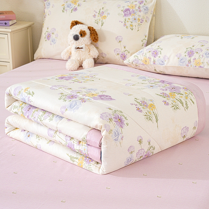 91家纺网 家纺一手货源 找家纺 丫丫家纺 2026新全棉印花夏被空调被双人薄被子单人学生夏凉被  云间柔