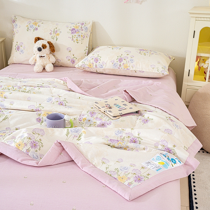 91家纺网 家纺一手货源 找家纺 丫丫家纺 2026新全棉印花夏被空调被双人薄被子单人学生夏凉被  云间柔