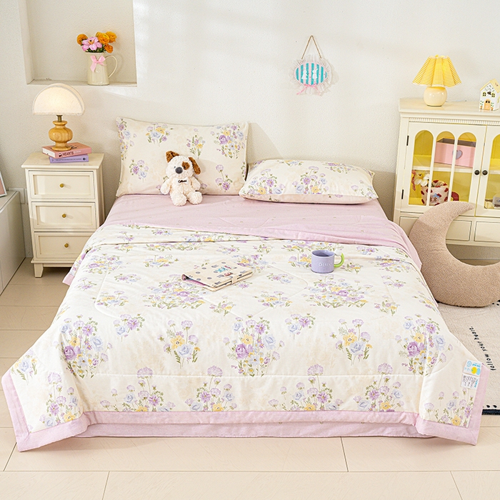 91家纺网 家纺一手货源 找家纺 丫丫家纺 2026新全棉印花夏被空调被双人薄被子单人学生夏凉被  云间柔