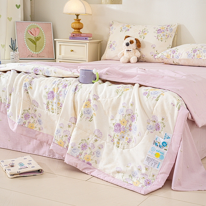 91家纺网 家纺一手货源 找家纺 丫丫家纺 2026新全棉印花夏被空调被双人薄被子单人学生夏凉被  云间柔