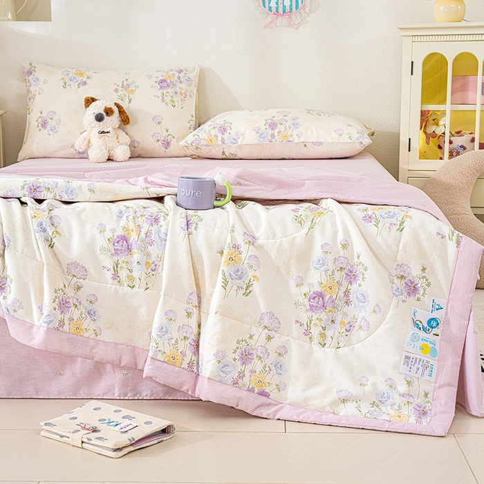 91家纺网 家纺一手货源 找家纺 丫丫家纺 2026新全棉印花夏被空调被双人薄被子单人学生夏凉被  云间柔