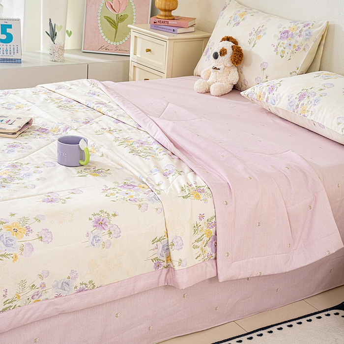 91家纺网 家纺一手货源 找家纺 丫丫家纺 2026新全棉印花夏被空调被双人薄被子单人学生夏凉被  云间柔