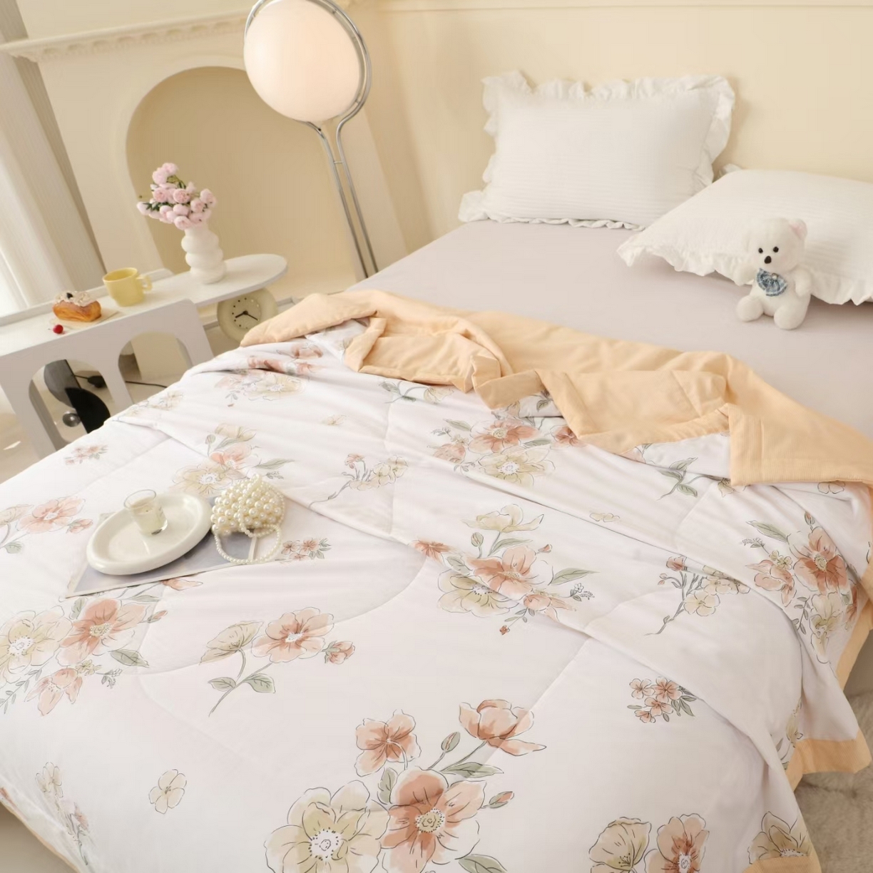 91家纺网 家纺一手货源 找家纺 丫丫家纺 2026新全棉印花夏被空调被双人薄被子单人学生夏凉被  花想荣