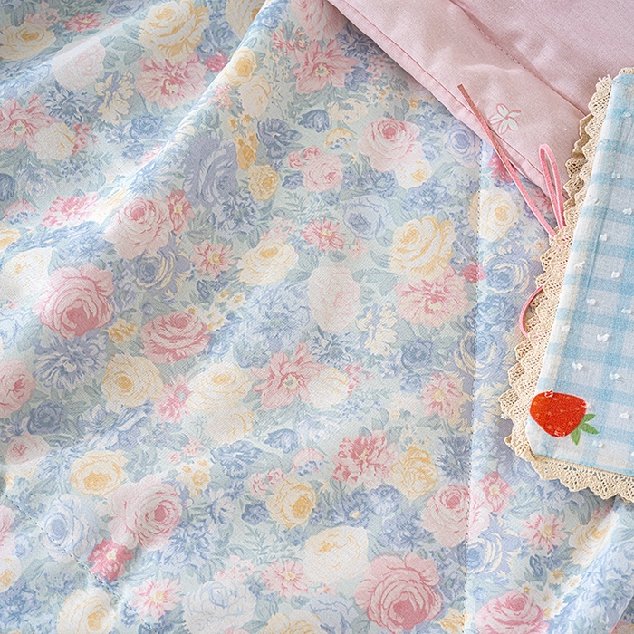 91家纺网 家纺一手货源 找家纺 丫丫家纺 2026新全棉印花夏被空调被双人薄被子单人学生夏凉被  岚花绪-灰