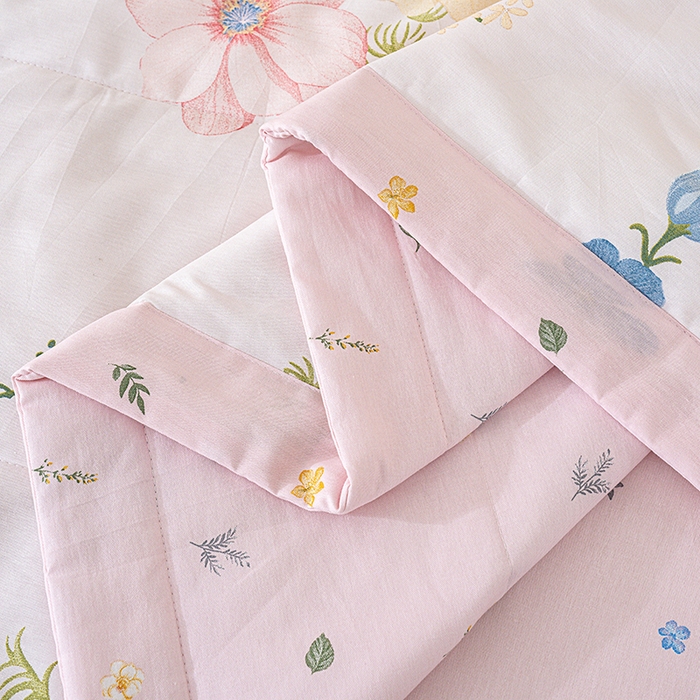 91家纺网 家纺一手货源 找家纺 丫丫家纺 2026新全棉印花夏被空调被双人薄被子单人学生夏凉被  梦见花园-米