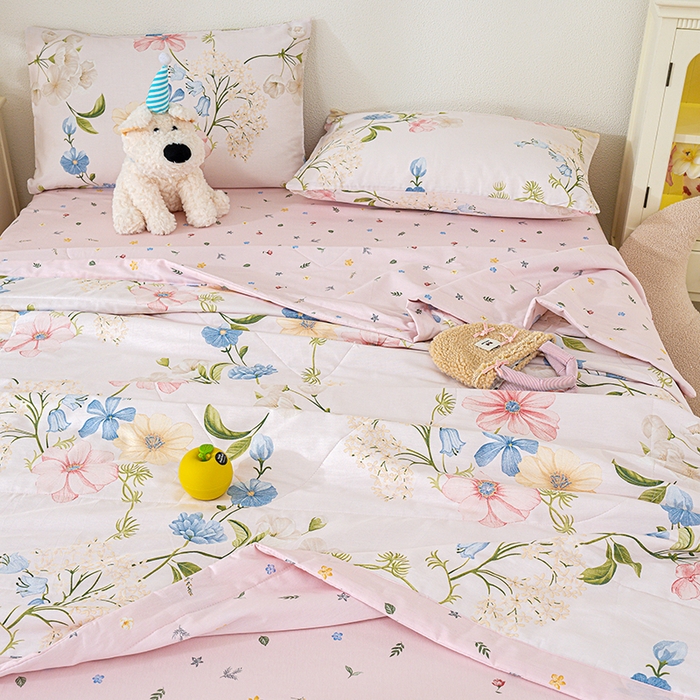 91家纺网 家纺一手货源 找家纺 丫丫家纺 2026新全棉印花夏被空调被双人薄被子单人学生夏凉被  梦见花园-米