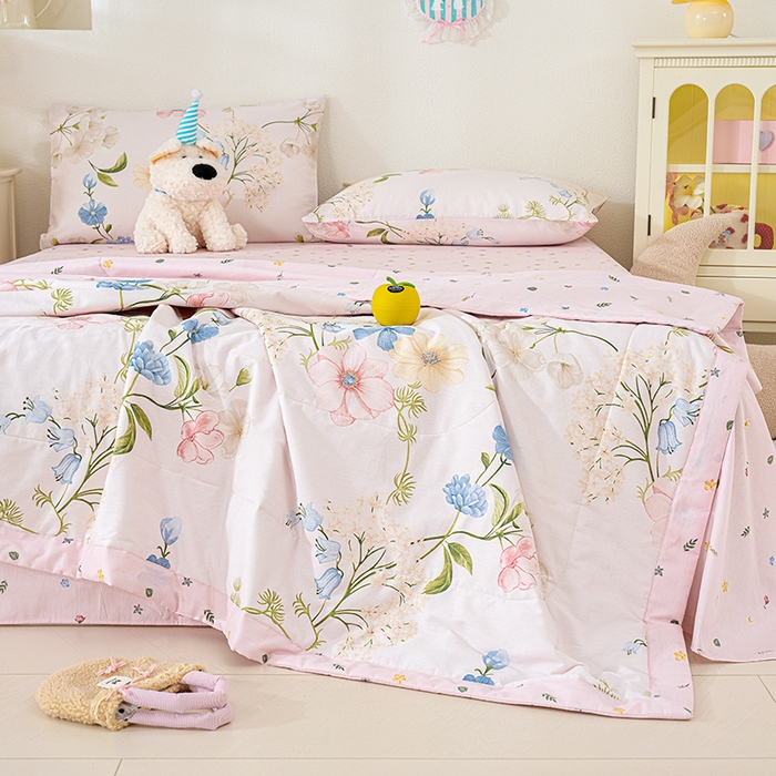 91家纺网 家纺一手货源 找家纺 丫丫家纺 2026新全棉印花夏被空调被双人薄被子单人学生夏凉被  梦见花园-米