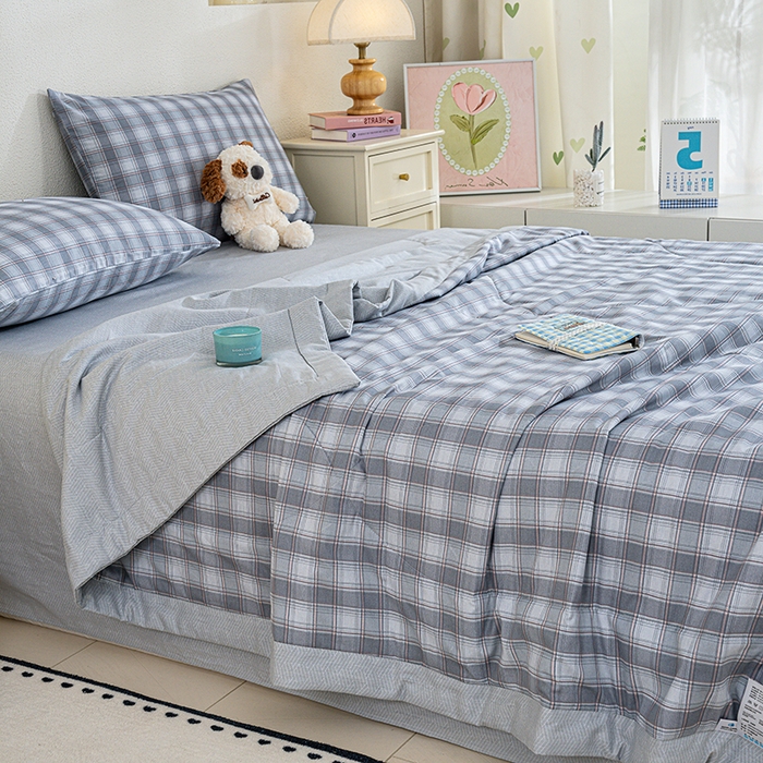 91家纺网 家纺一手货源 找家纺 丫丫家纺 2026新全棉印花夏被空调被双人薄被子单人学生夏凉被  青格夏梦