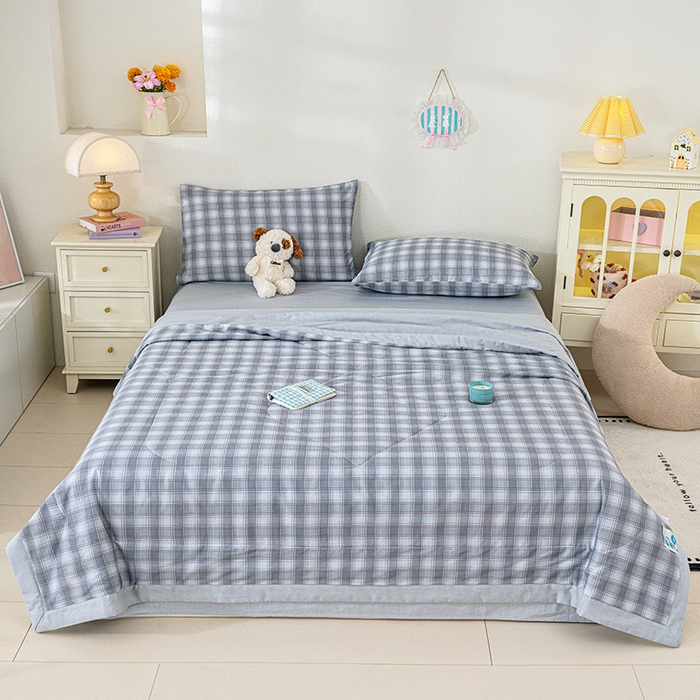 91家纺网 家纺一手货源 找家纺 丫丫家纺 2026新全棉印花夏被空调被双人薄被子单人学生夏凉被  青格夏梦