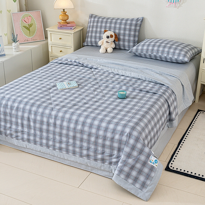 91家纺网 家纺一手货源 找家纺 丫丫家纺 2026新全棉印花夏被空调被双人薄被子单人学生夏凉被  青格夏梦