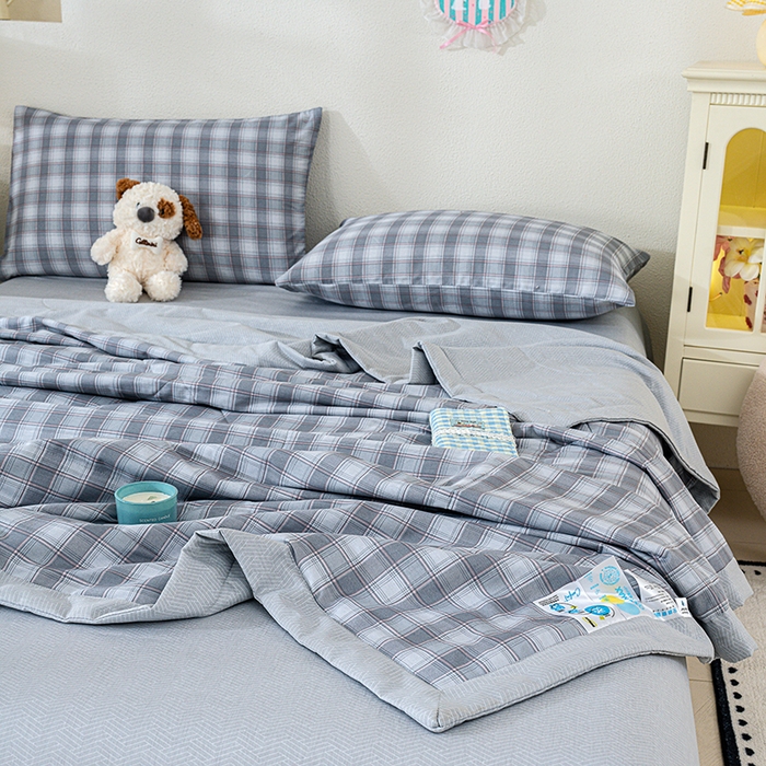 91家纺网 家纺一手货源 找家纺 丫丫家纺 2026新全棉印花夏被空调被双人薄被子单人学生夏凉被  青格夏梦