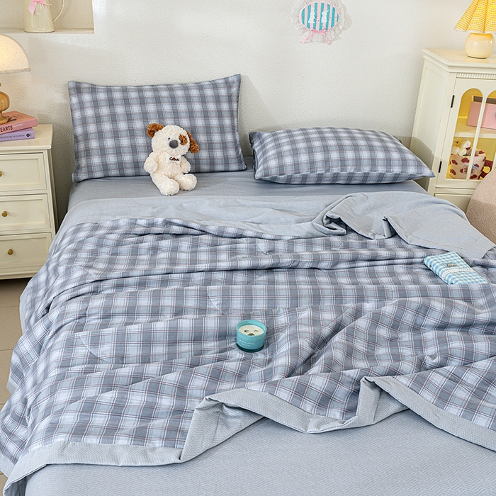 91家纺网 家纺一手货源 找家纺 丫丫家纺 2026新全棉印花夏被空调被双人薄被子单人学生夏凉被  青格夏梦