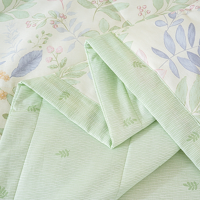 91家纺网 家纺一手货源 找家纺 丫丫家纺 2026新全棉印花夏被空调被双人薄被子单人学生夏凉被  青岚叶语-紫