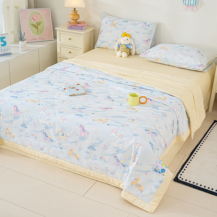 91家纺网 家纺一手货源 找家纺 丫丫家纺 2026新全棉印花夏被空调被双人薄被子单人学生夏凉被  星芒小马