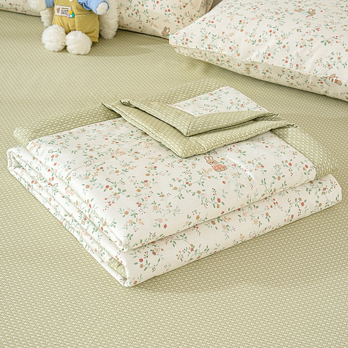 丫丫家纺 2026新全棉印花夏被空调被双人薄被子单人学生夏凉被  月兔花园