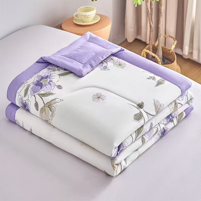 丫丫家纺 2026新全棉印花夏被空调被双人薄被子单人学生夏凉被  紫气东来