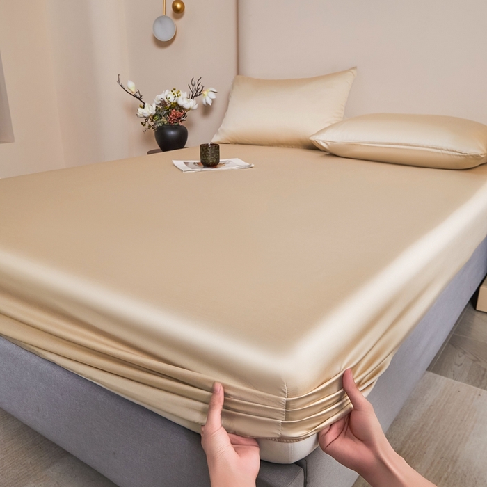 91家纺网 家纺一手货源 找家纺 雅萱家纺 2026新款60s天丝床笠单品床笠床笠单件 60s天丝香槟金