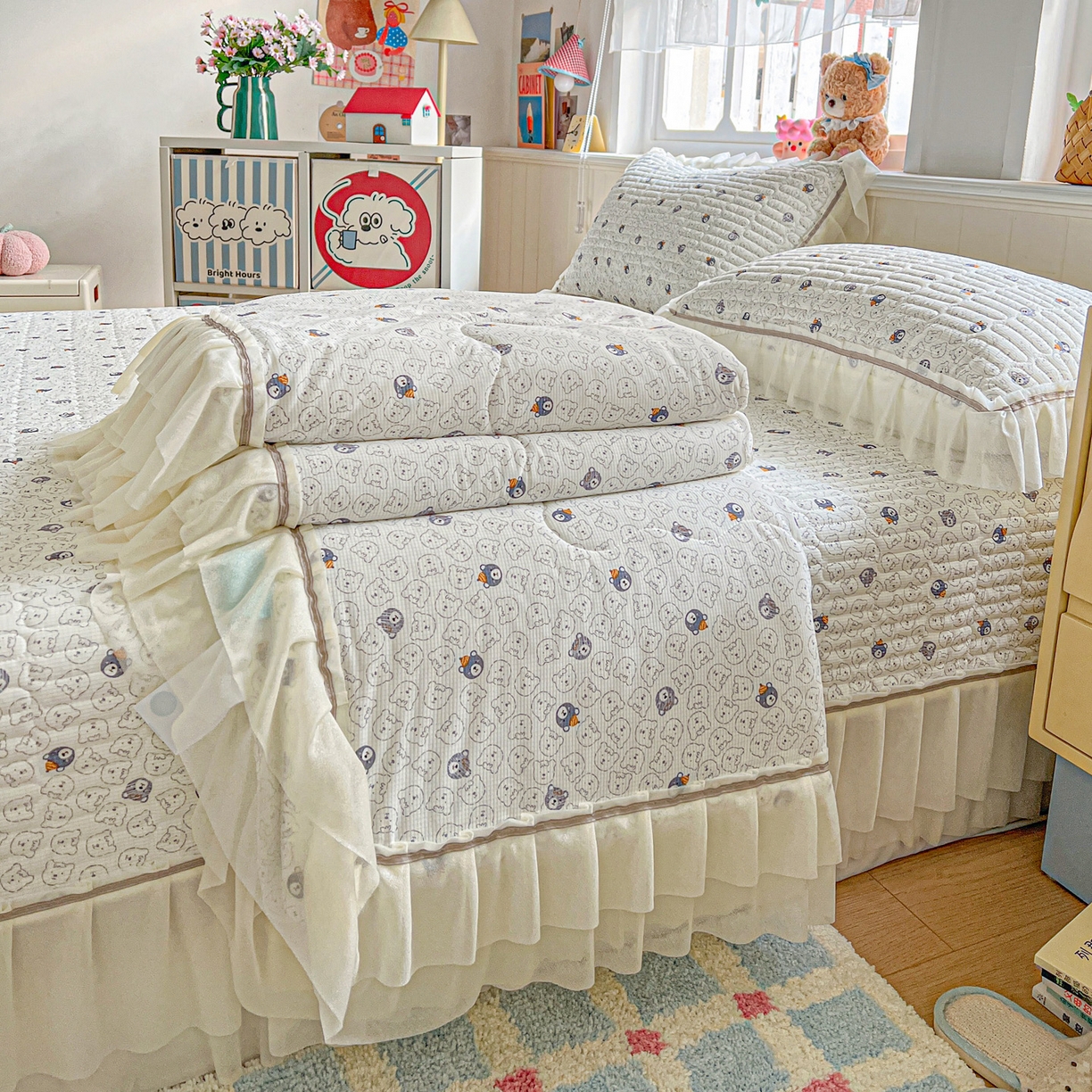 91家纺网 家纺一手货源 找家纺 （总）富米莱（原臻工厂） 2026新款高奢维密花边冰肤格凉感夏凉被床盖夏被四件套